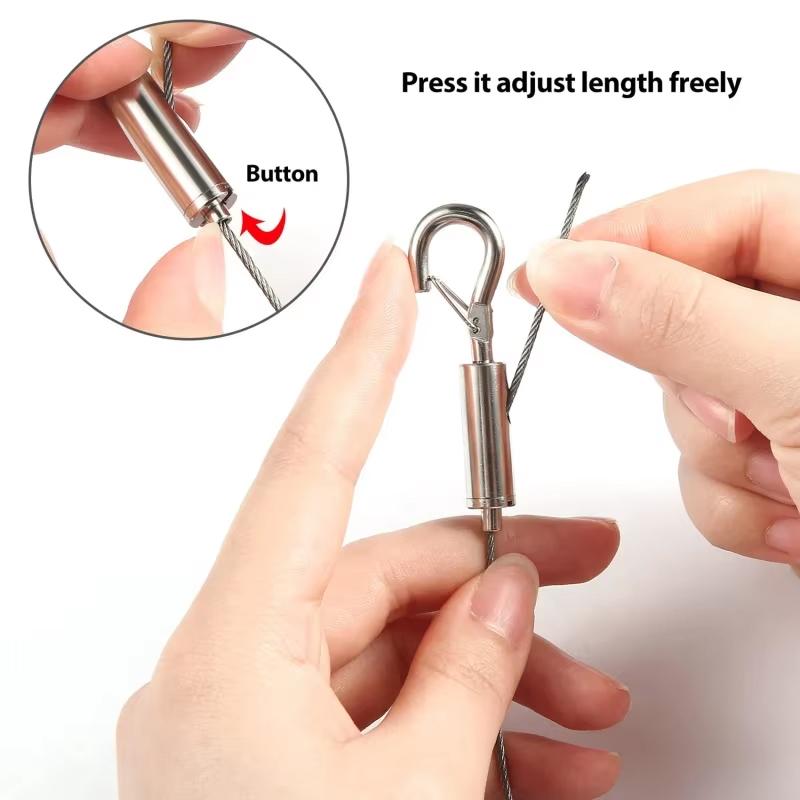 1.5mm/2mm/3mm stainless steel wire rope with adjustable spring hook, clothesline hanging rope