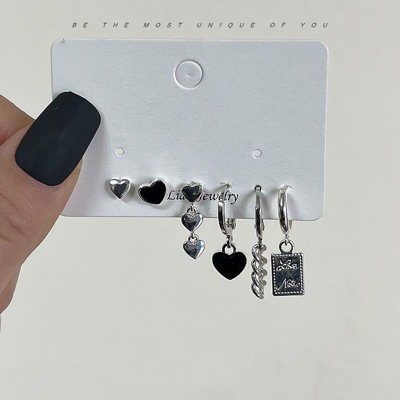 6 Stück/Set Mode Silberfarben Schmetterling Steckerohrringe Set für Damen Koreanische Kristall Herz Schleife Ohrringe Schmuck 2026 Neuer Trend