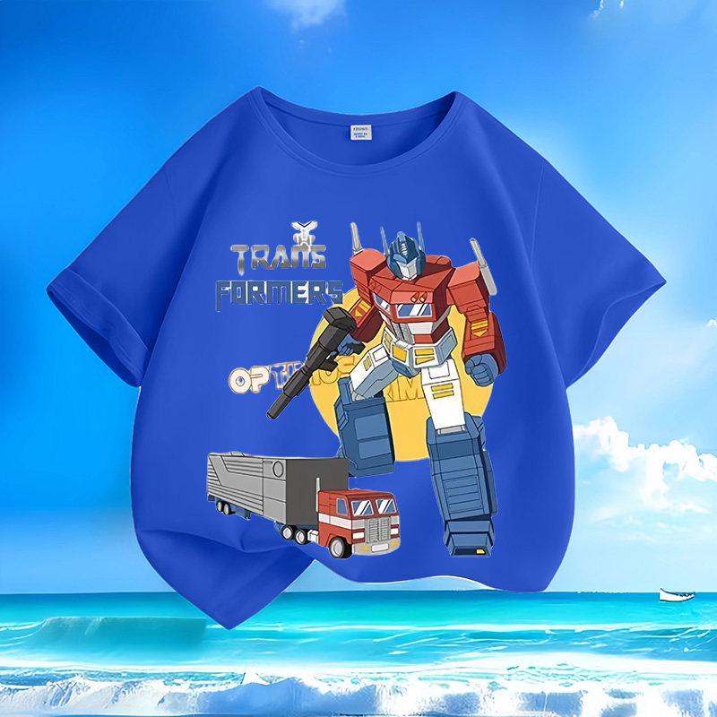 

New Fashion Transformers Optimus Prime Children s T-Shirt Candy Color Print Parent-Child Outfit 100