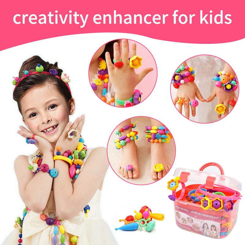Childrens Diy Pop Bead Kit With Plastic Material For Creative Crafting And Parentchild Interaction