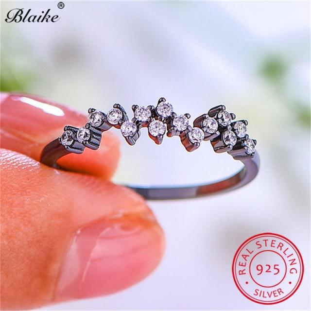 

Color Women Rings Yellow Gold Tone Minimalist Thin Rings Blue Cubic Zircon Bridal Party Event Wedding Occasion Bands Stacking 9
