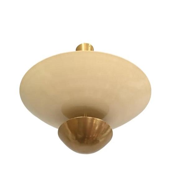 Mid Century 6 Light Sputnik Chandelier | Raw Brass Ceiling Flushmount Pendant Light Fixture