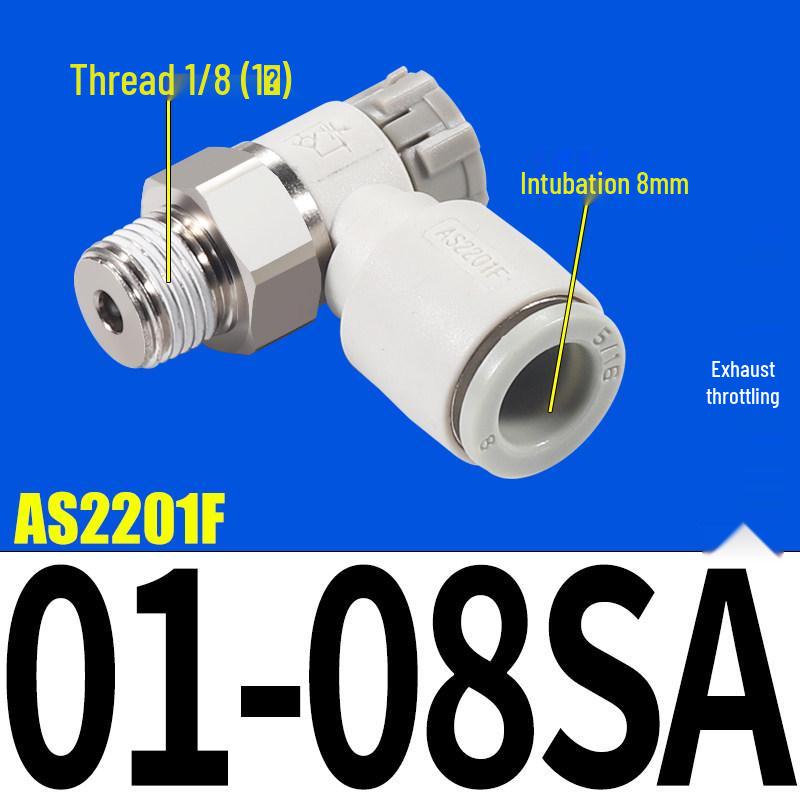 SMC AS1201F Pneumatic Speed Control Valve - Adjustable Throttle Push-Lock Fitting for Cylinder Control