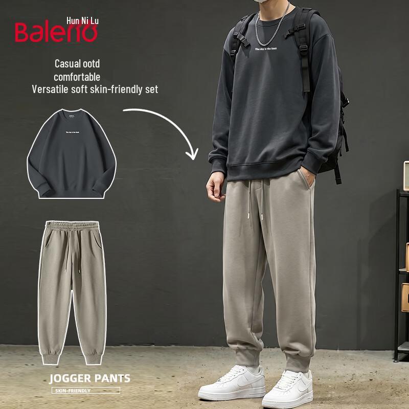 Baleno Men s Long-Sleeve Crew Neck Sweatshirt & Casual Pants Set 2XL