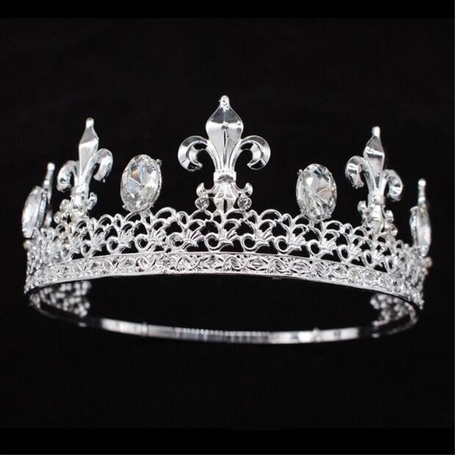 Baroque Vintage Royal King Crowns For Men Full Round Sliver Big Gold Tiaras And Crowns Prom Party Costume Hair Accessories Men