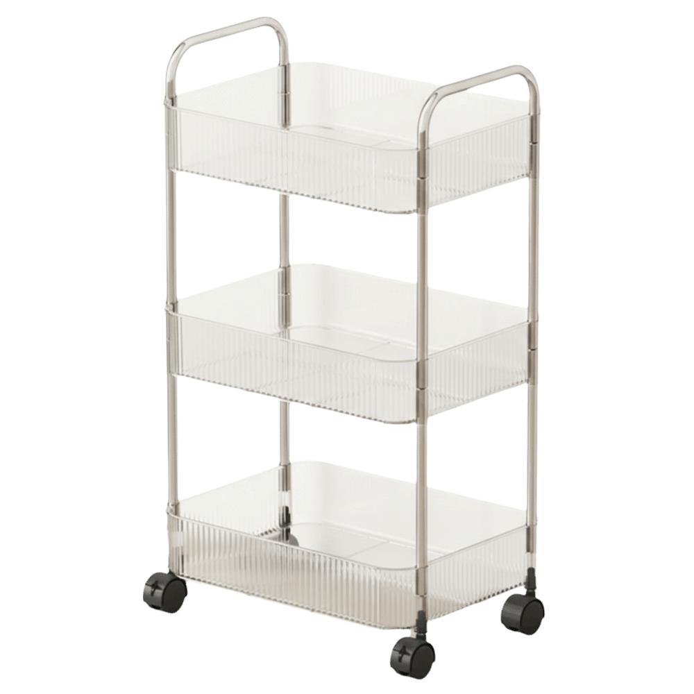 Multi-functional Mobile Trolley Storage Cart Clear Box Multi Layer Storage Rack  Office 3Layers
