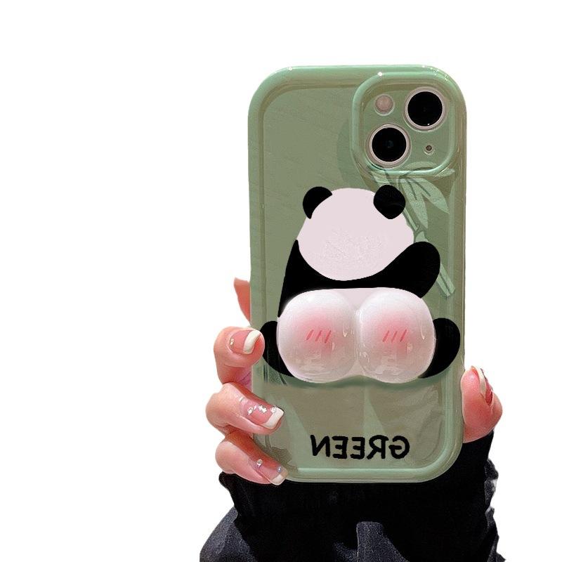 3D Cute Cartoon Decompress Panda Buttock Phone Case for iPhone 14 Plus 13 12 11 Pro Max XR XS X Soft TPU Protective Back Cover