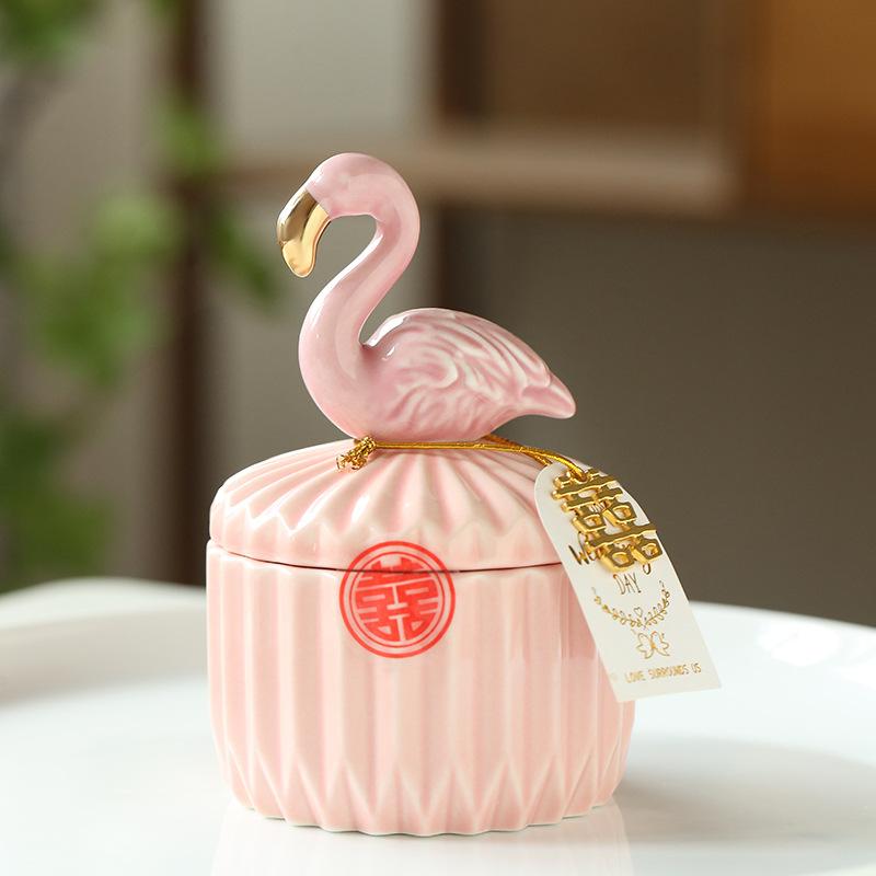 

Свадебная керамическая банка для конфет, контейнер для хранения, позолоченная, с животными, для мелочей, ювелирных изделий, изысканный фарфоровый подарочный резервуар, домашний декор, новый