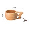 Handmade Rubber Wood Drinking Cup with 2 Hole Grips for Coffee Tea Milk Water Drinking Outdoor Backpack Camping Travel Use