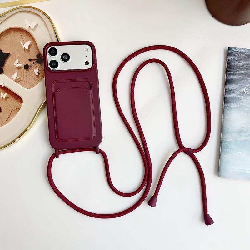 Crossbody Soft Gel case Skin Cover with Card Slots for iPhone 17 Promax/17/17 Pro/16E/16 Pro/15/14 Plus/13/12 Pro