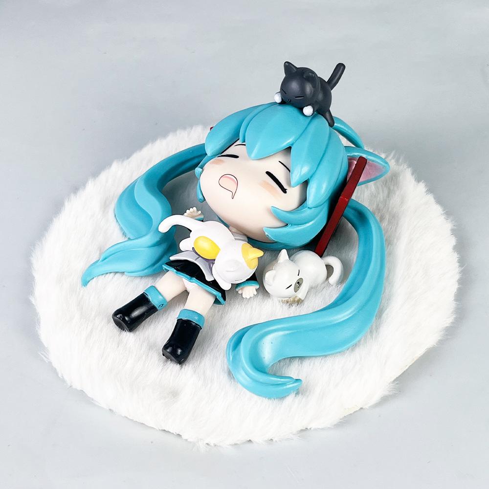 Miku Sleeping Anime Action Figurine Doll Desktop Ornament Kawaii Chassis Decor Kawaii Collection Model Toys Girl Surprise Gift