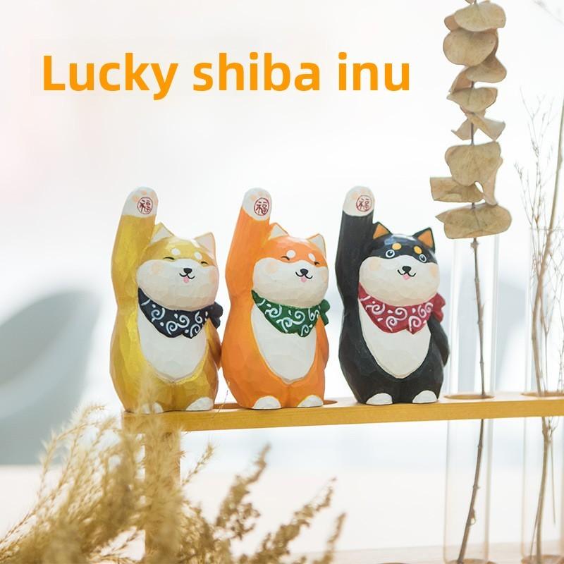 Wooden Shiba Inu Handcrafted Desk Decor With Cute Design For Home Office And Gift Giving