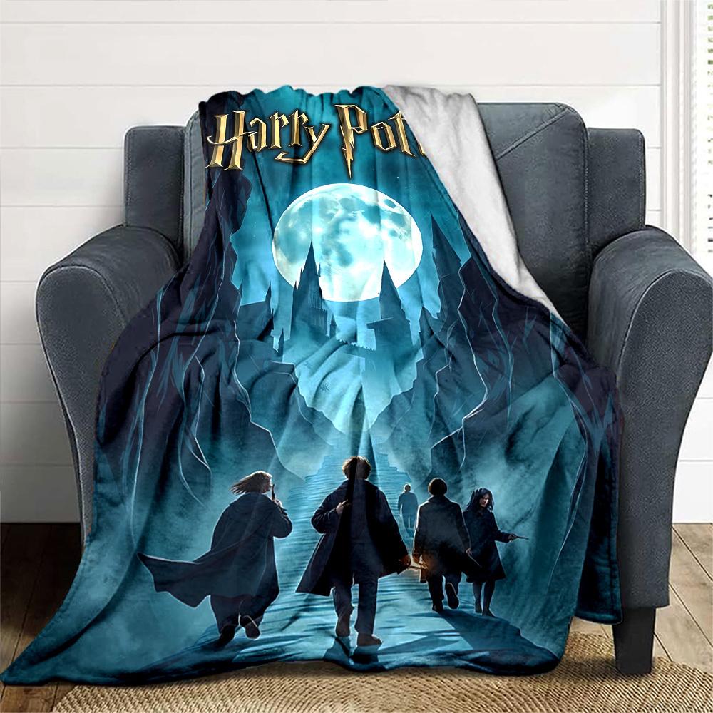 1pc Harry Potter Moonlight Journey Flannel Blanket Soft Warm Throw for Home, Office, Travel, All-Season Cozy Bedding GiftL1079