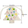 Christmas Tree Shaped Polyester Drawstring Gift Bags With Colorful Pom Poms Bell Decor For Xmas Tree Hanging Party Gifts Storage