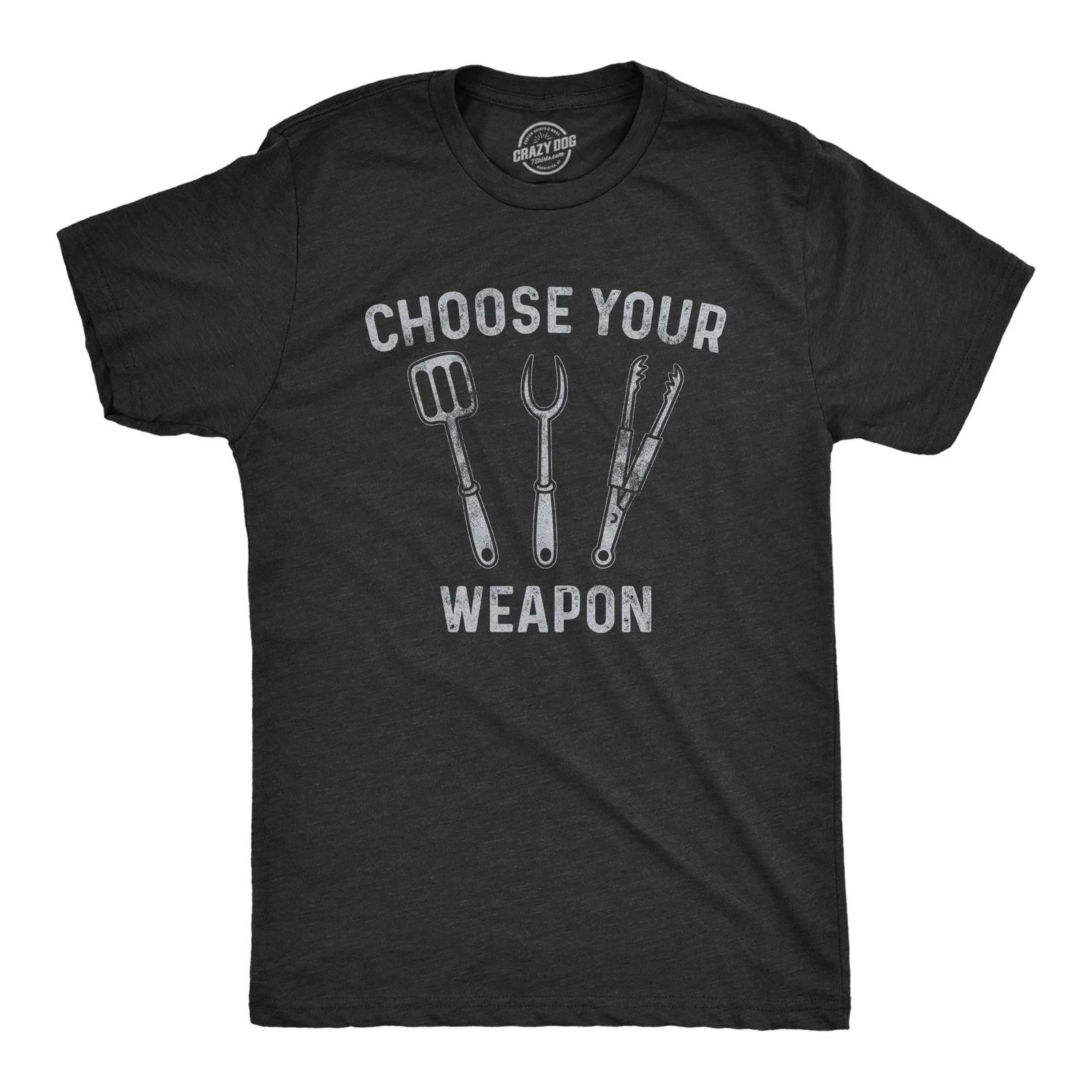 Mens Choose Your Weapon T Shirt Funny Grill Utensils Backyard BBQ Cookout XXXL