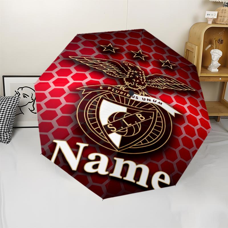 Custom Name Benfica Theme Automatic Umbrella, Lightweight & Portable, 8 Rib, Perfect for Outdoor Travel, Birthdays, Christmas, Gifts.