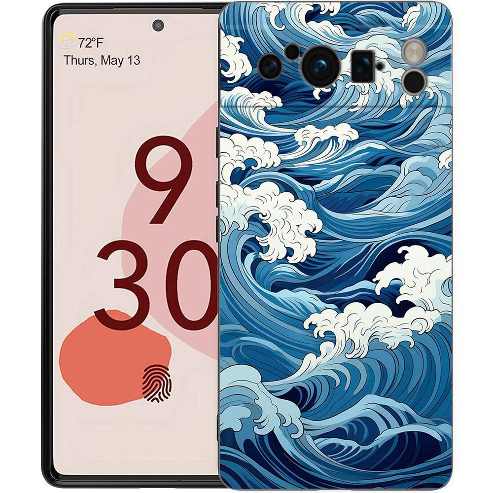 

Модный Чехол для Телефона Большая Синяя Волна Для Google Pixel 9 8 9A 8A 7 7A 6 Pro XL 6A 5G Черный Мягкий Задник Роскошный TPU Чехол Pixel 6A
