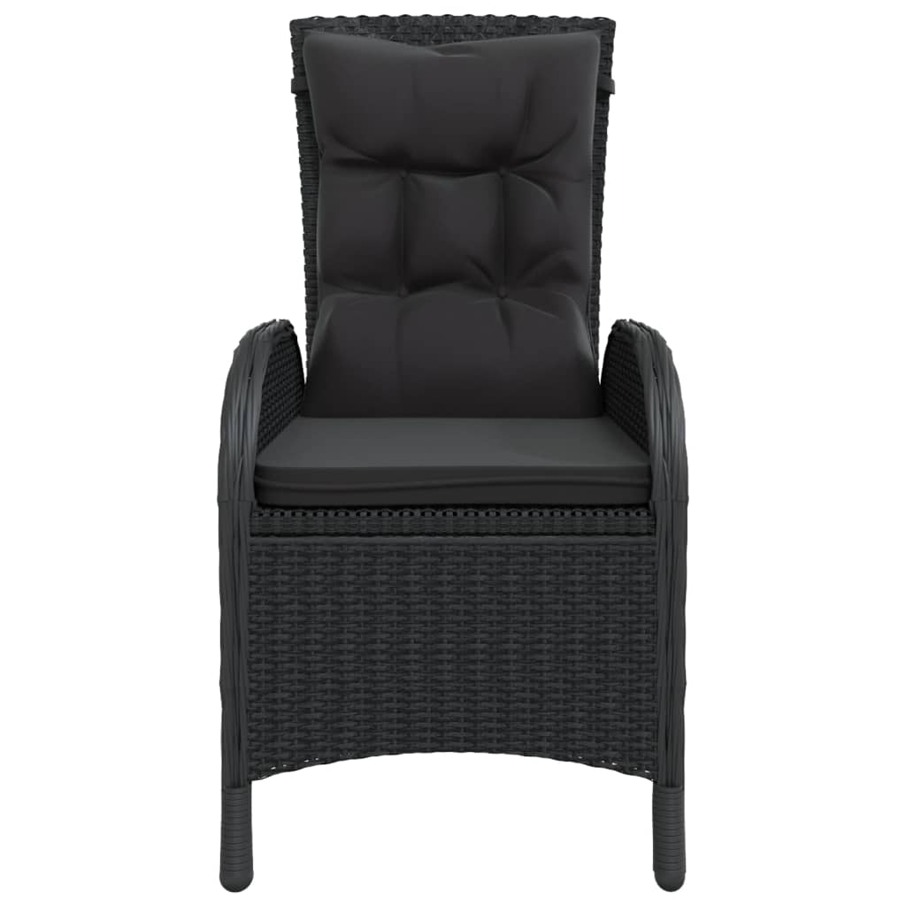 Vidaxl 3-Piece Garden Bistro Furniture Set, Poly Rattan, Black