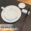 Luminous Lotus 5-Piece Ceramic Dinnerware Set