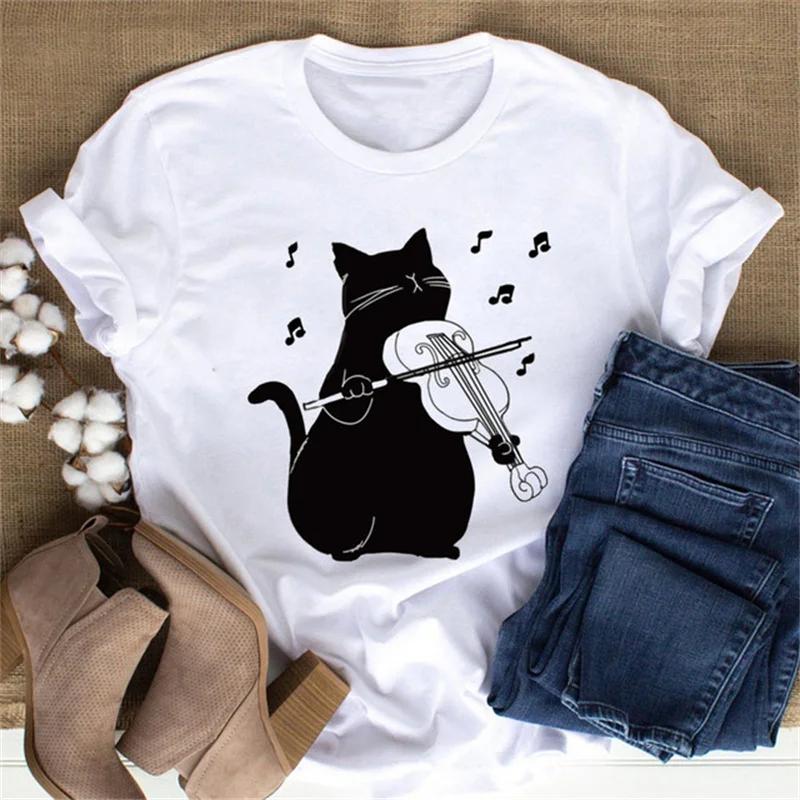 Maycaur Cute Paw Women T Shirt Fashion Cat MOM Printed Woman Tops Harajuku Punk O-neck Top Tee Black Shirt T Female T-shirt
