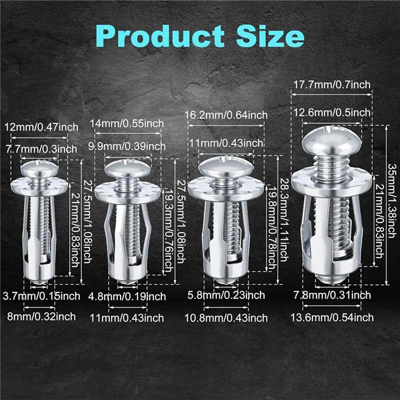 A84X-120Pcs M 4 M5 M6 M8 Petal Nuts,Expansion Screw Jack Nut,For Hollow Wall Iron Plastic Polywoodpressboard Hardboard Silver