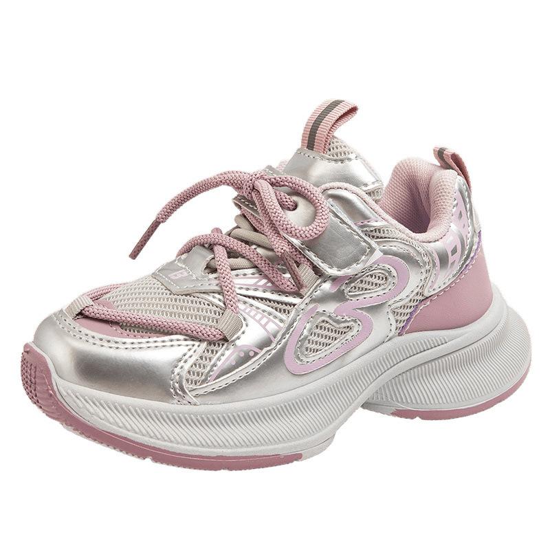Girls Shoes 2025 Autumn New Mesh Shoes Breathable Non-slip Soft Sole Children's Sports Shoes Medium Big Boy Dad