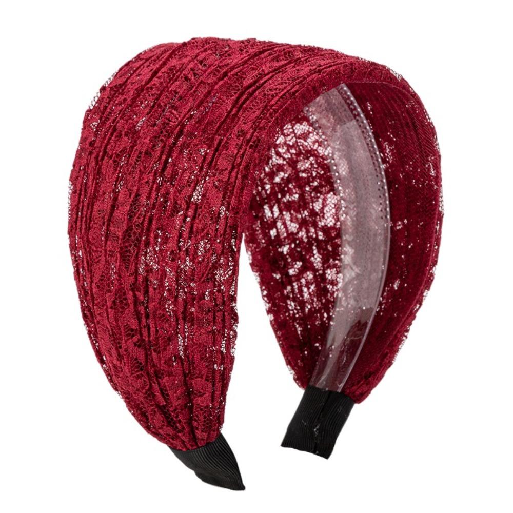 Hollow Wide Side Hair Hoop Elastic Women Lace Hairbands Lace Mesh Hair Band  for  Wash Face Use