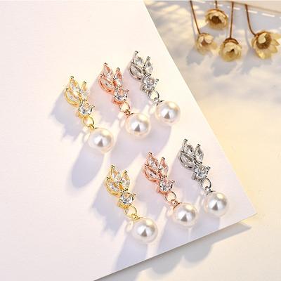 High-quality Light Luxury Feeling, Micro-inlaid Zircon Earrings, Temperament Pearl Earrings