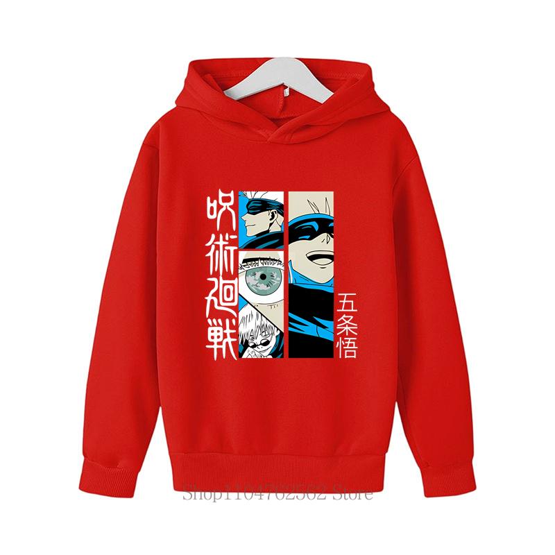 Jujutsu Kaisen Print Children Hoodies Boys Fall Winter Long Sleeve Tops Pullover Casual Harajuku Fashion Kids Fleece Sweatshirts