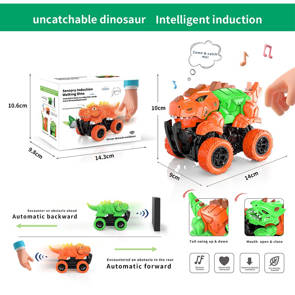 Kids Induction Escape Dinosaur Car Crawling Toy Electronic Pets Musical Toys Toddler Moving Avoid Obstacles Toy Party Gifts