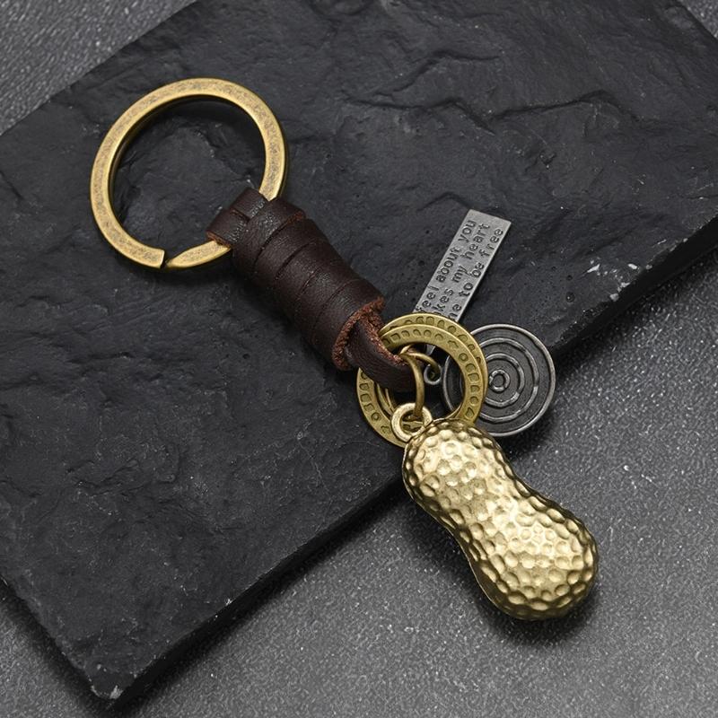 Bohemian Styles Braided Peanut Key Holder Sturdy Alloy Attachment Leather Accessory For Travel