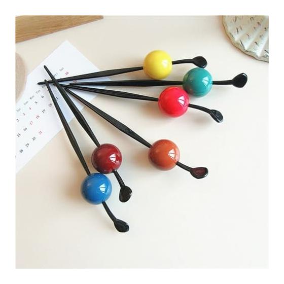Simple Resin Hair Stick with Candy-like Ball - Elegant Hair Accessory for Kimono, Yukata, and Formal Occasions (Deep Scarlet)