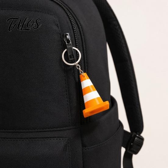Hanging Traffic Cone Keychain 3D Printed Keychain, Orange White Mini Decor with Keyring, Schoolbags Handbags Backpacks Charm Pendant Keyring
