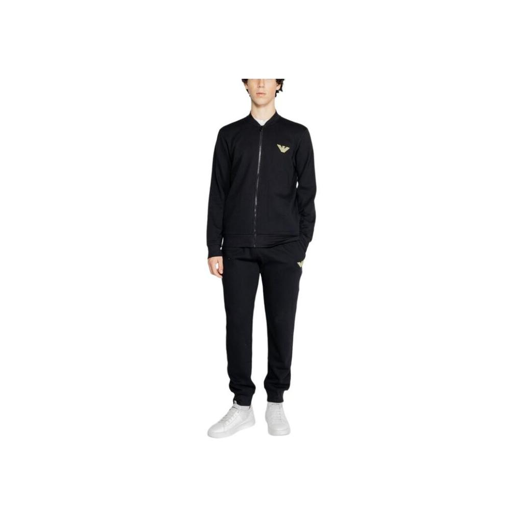 Emporio Armani FW24 Logo Letter Print Zip Casual Sports Suit Unisex suit Black 112115-4F571-00020