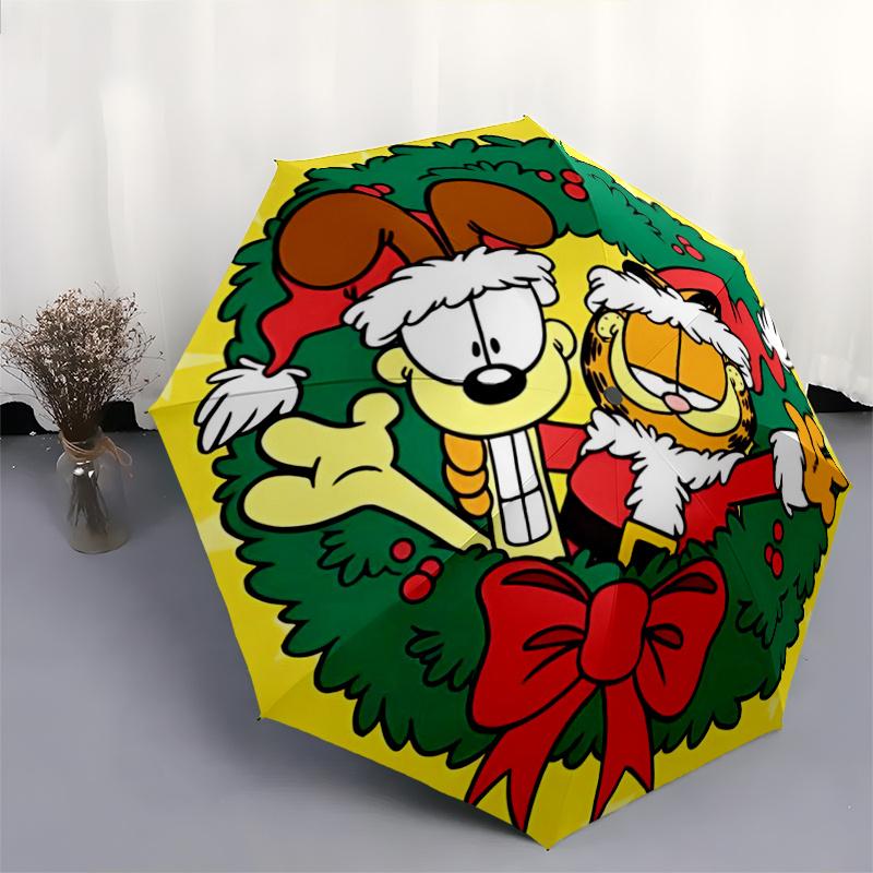 1pc Garfield Pattern Automatic 3-Fold Umbrella, 8 Iron Frames, High-Value Folding Umbrella, Suitable for Office, Travel and Outdoor Adventur
