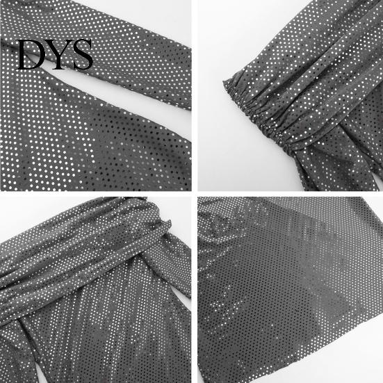 Bodycon Paillettenkleid Damen Abend Bateau-Ausschnitt Schulterfrei Lange Ärmel Schimmerndes Formelles Kleid Bronzefarben Trägerlos Abiball Cocktailparty Maxi