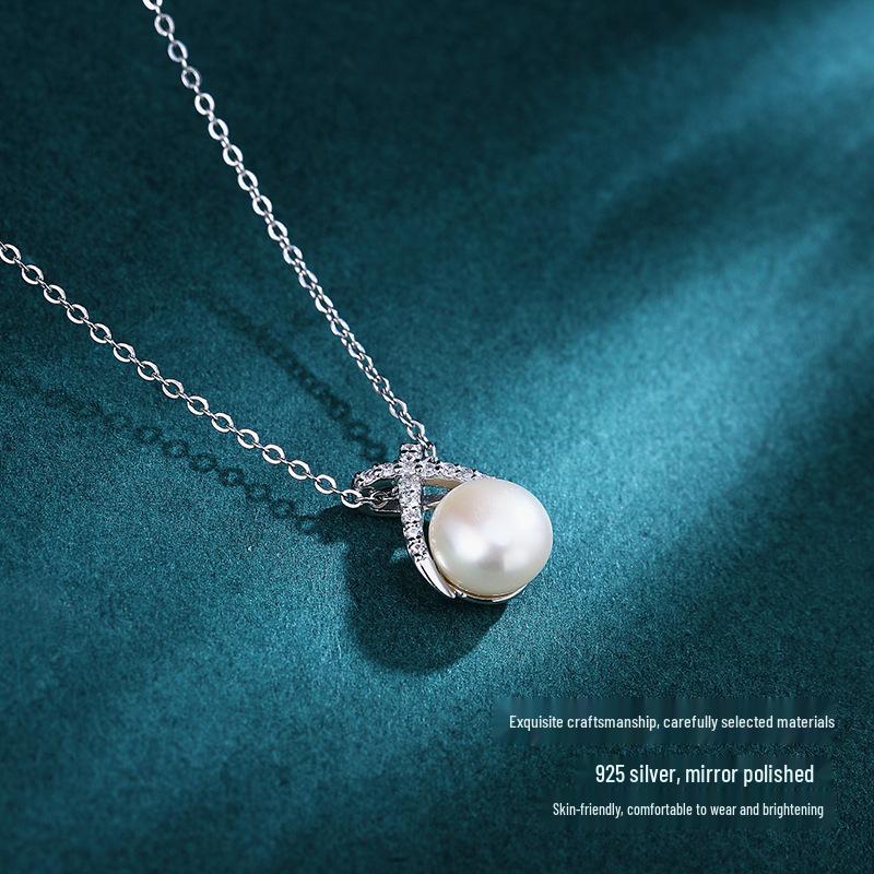 925 Sterling Silver Freshwater Pearl Necklace with Versatile Pendant - Trendy Ins Style for Women