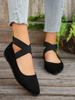 Fashion Large Size Women Shoes 2025 Spring Pointed Toe Cross Cross Tied Casual Shoes Vintage Comfortable Soft Sole Slip on Flats