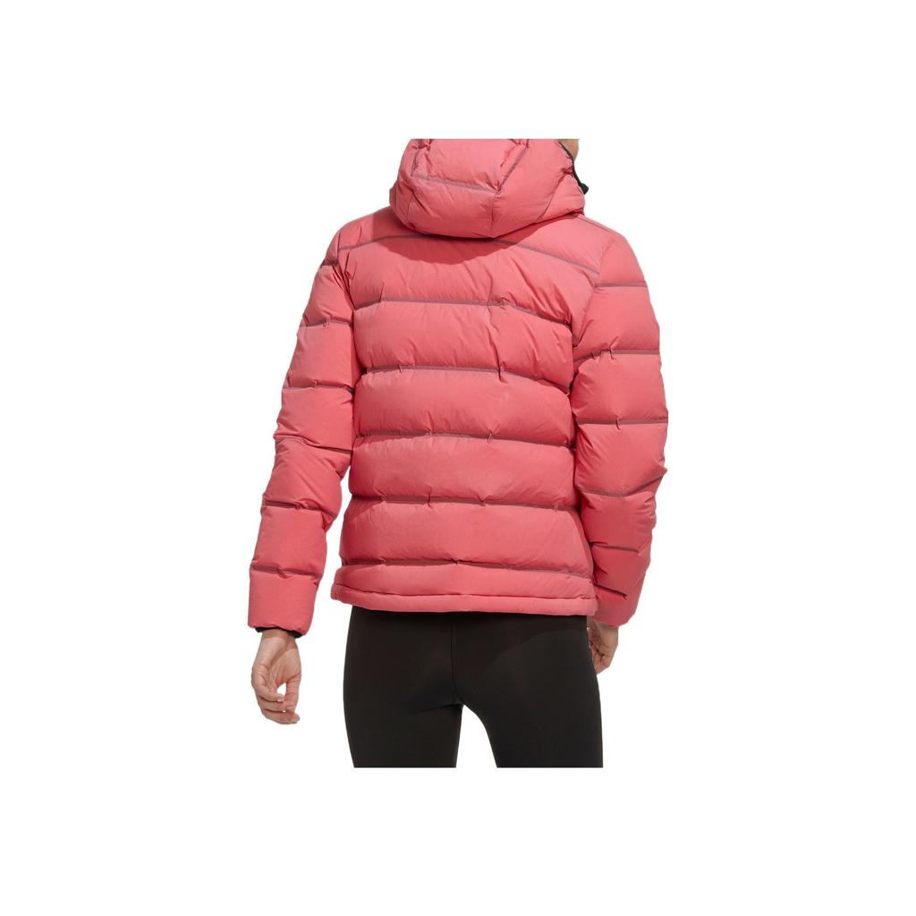 adidas Solid Color Logo Quilted Zipper Hooded Down Jacket Women Outerwear Pink HG8715
