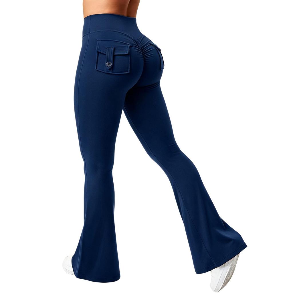 Custom Outdoor Peach Yoga Flare Pants - Stylish, Pocketed, Sport & Workwear for Women