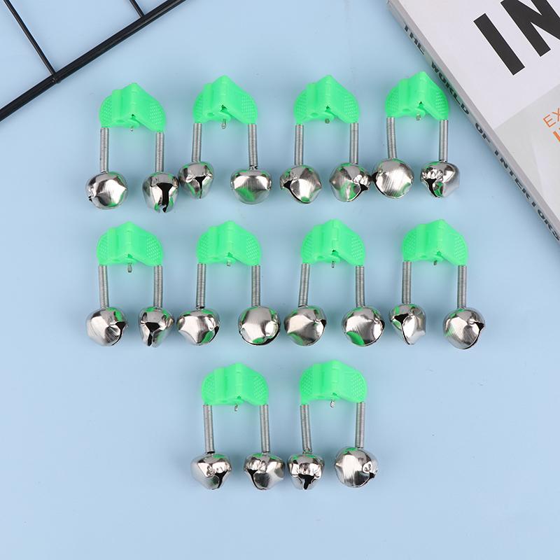 10Pcs Fishing Rod Tip Clips Plastic Fishing Bells Clips Night Fishing Fish Bite Bait Alarm Indicator Light With Dual Alert Bells