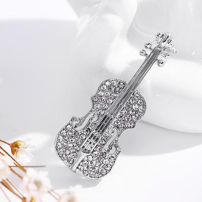 Módní Osobnost Housle Brož Dámská Všestranný drahokamu Pin Elegantní kapající živůtek
