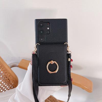 Ring Crossbody mit Kartenhalter Handyhülle für Samsung Galaxy S24 S22 Ultra Plus S23 FE A15 A25 A35 A55 A24 A34 A54 Rückseite