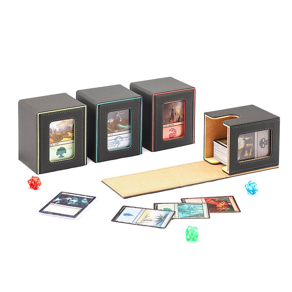 PU Leather Trading Card Deck Storage Box Gathering Card Toy Container Collectibles Game Card Collector Storage Case