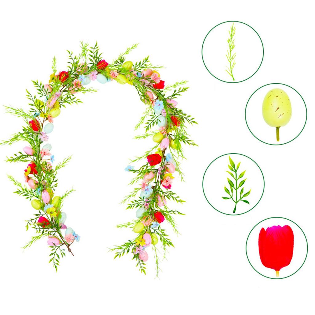 1 stk 6,2 fot Påskeggirland for kappe Vårranke Blomst Påskeggirland Flerfarget Kunstig Hengende Veggdekor for Påsketredekorasjon