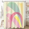 Modern Shower Curtain, Bold Color Block Design, Polyester Fabric with Hooks for Bathroom Decor Pink Yellow Green Red Blue Stripe