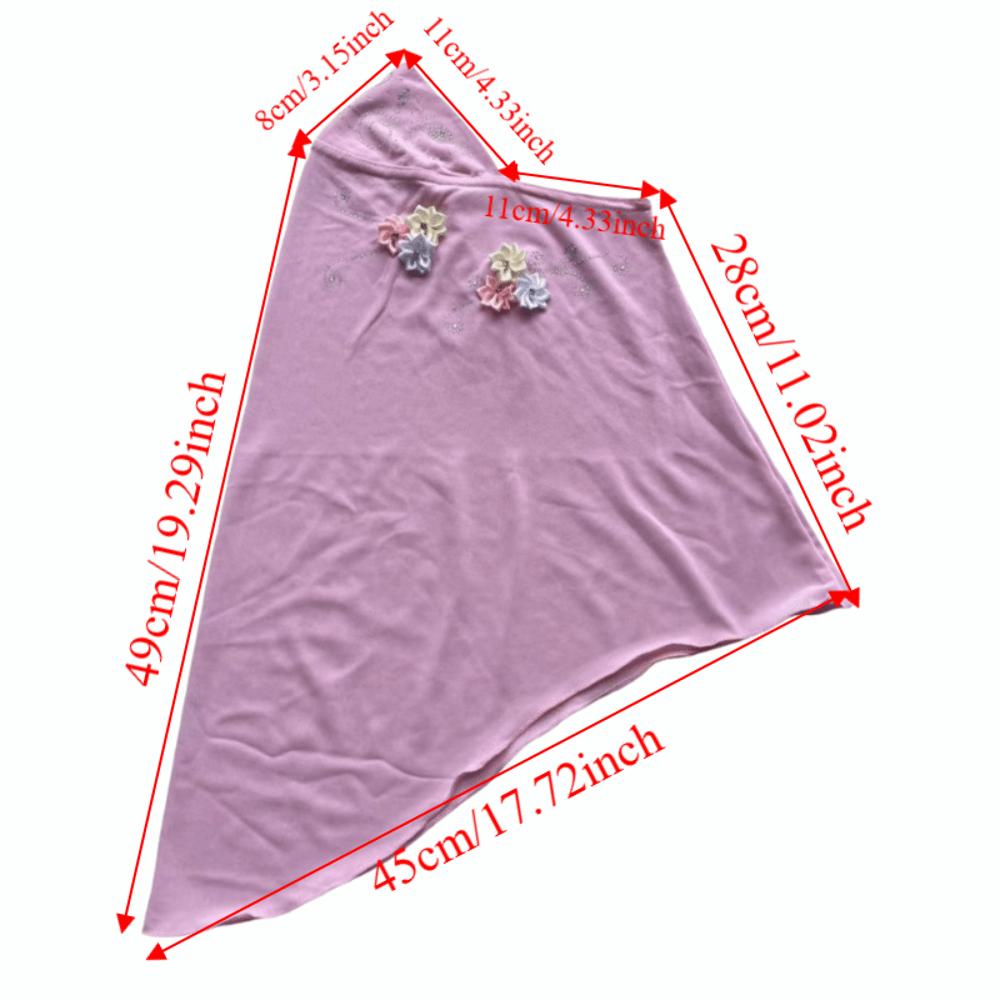 Cute Flower Design Kids Hijab Jersey Material Pull On Style Girls Hijab Stretchable Breathable Islamic Headscarf Kids Girls