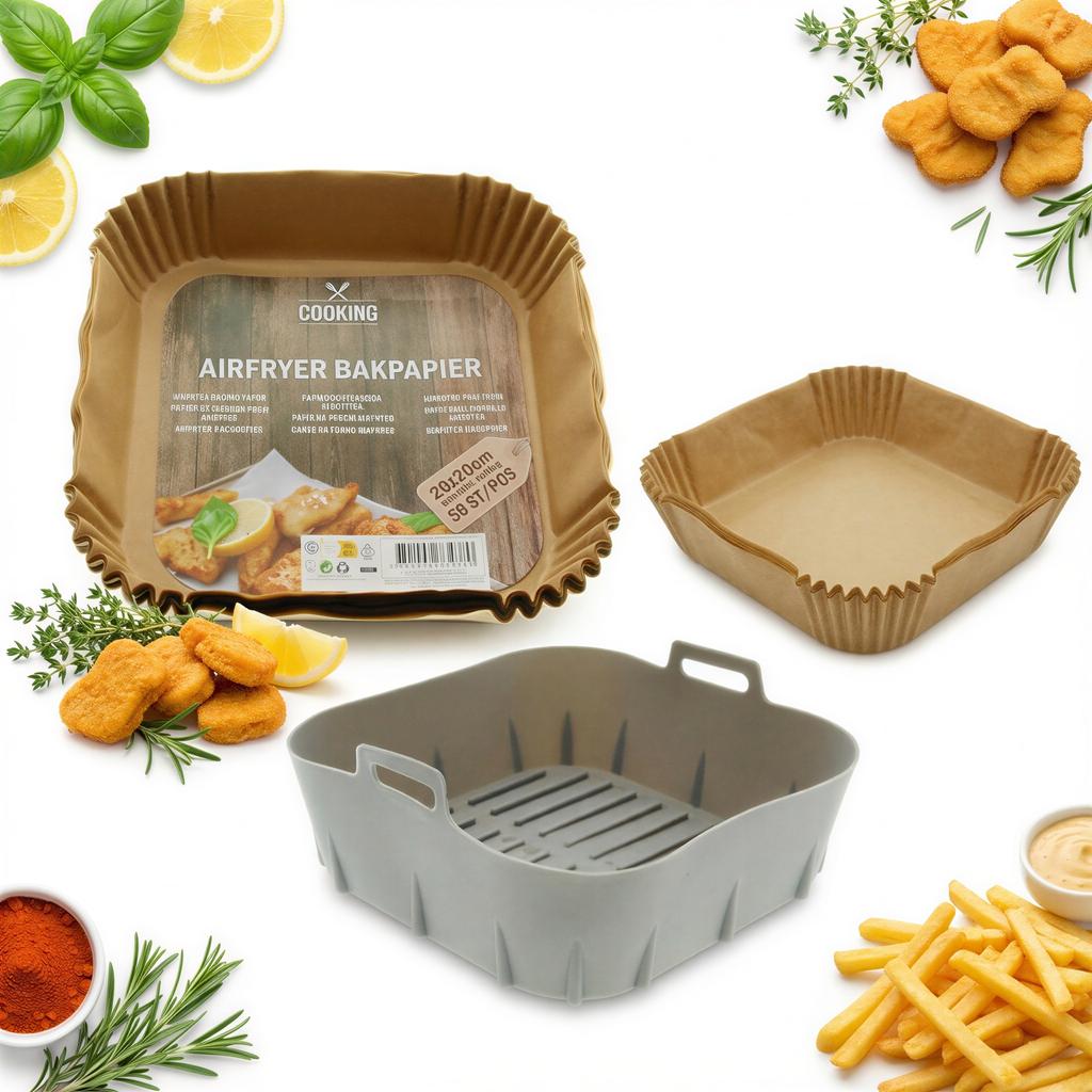 BAKING LINERS FOR FAT-FREE FRYER 50x PAPER + SILICONE