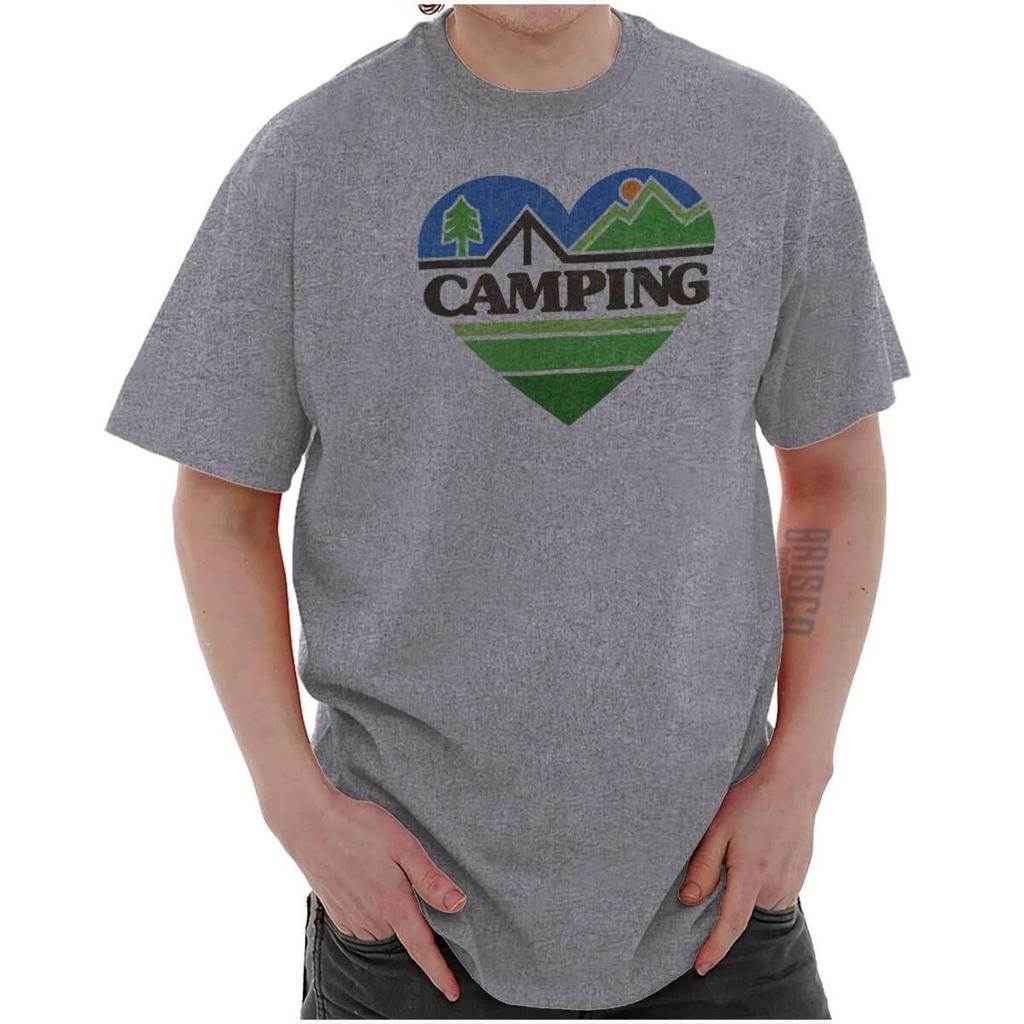 Retro Outdoor Nature Lover Heart Camping Womens or Mens Crewneck T Shirt Tee