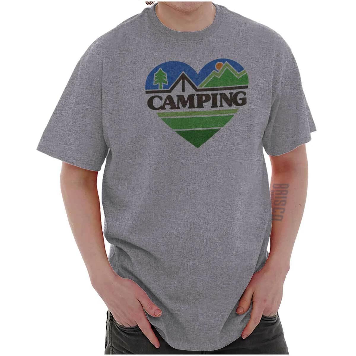 Retro Outdoor Nature Lover Heart Camping Womens or Mens Crewneck T Shirt Tee XL